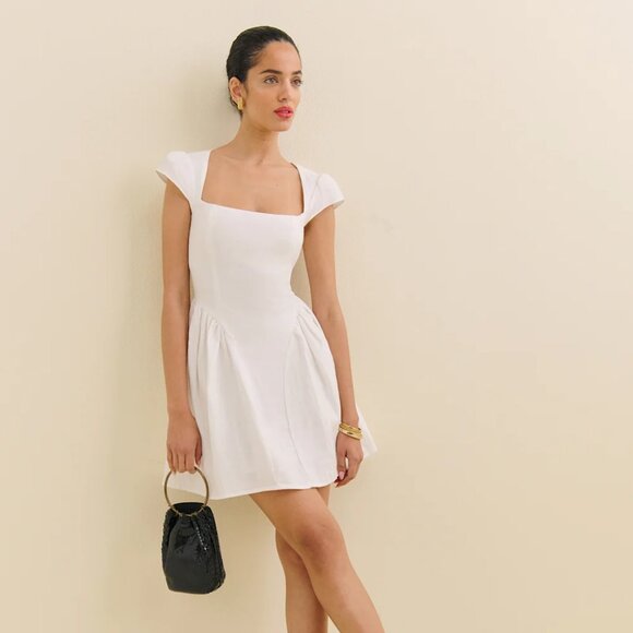 Reformation Oaklyn Linen Dress Ivory/White - Size 0 - Picture 1 of 7